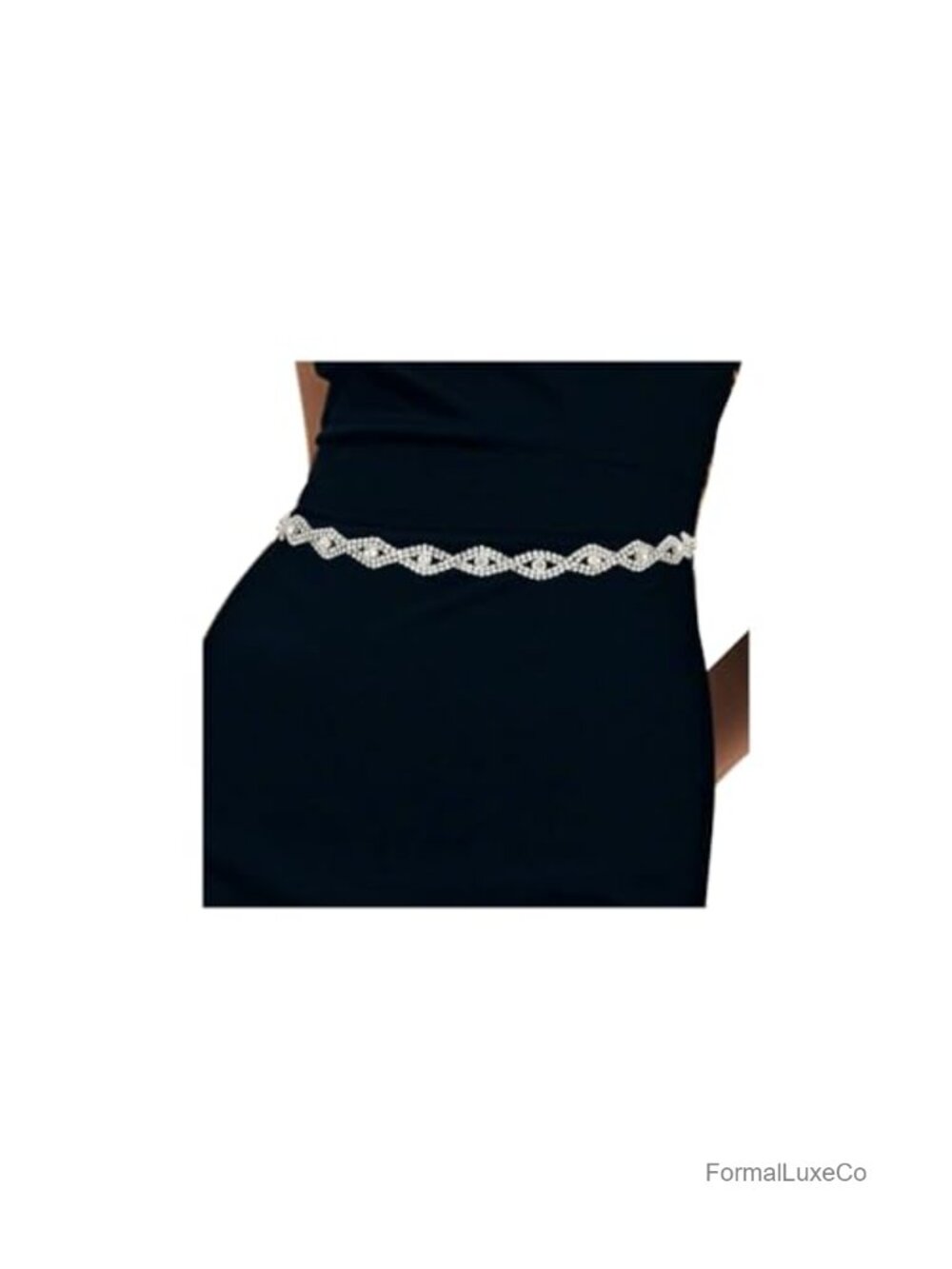 Women's Rhinestone Waist Chain Belt Silver Metal Crystal Dress Accessory